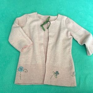 Beautiful handmade pink sweater size 2t/3t with floral details